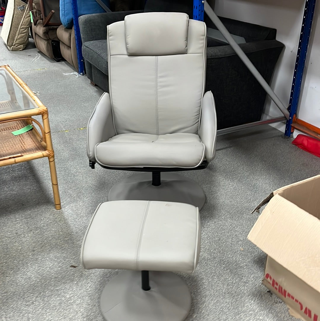 Grey Swivel Chair With Footstool (0310703)