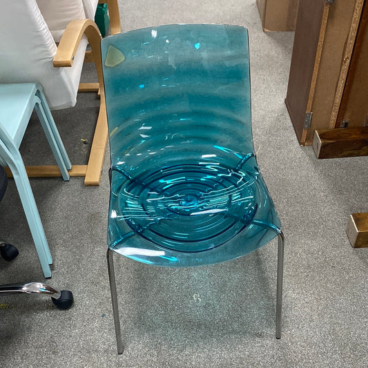 5 x dining chairs 2 clear and 3 blue (290304)