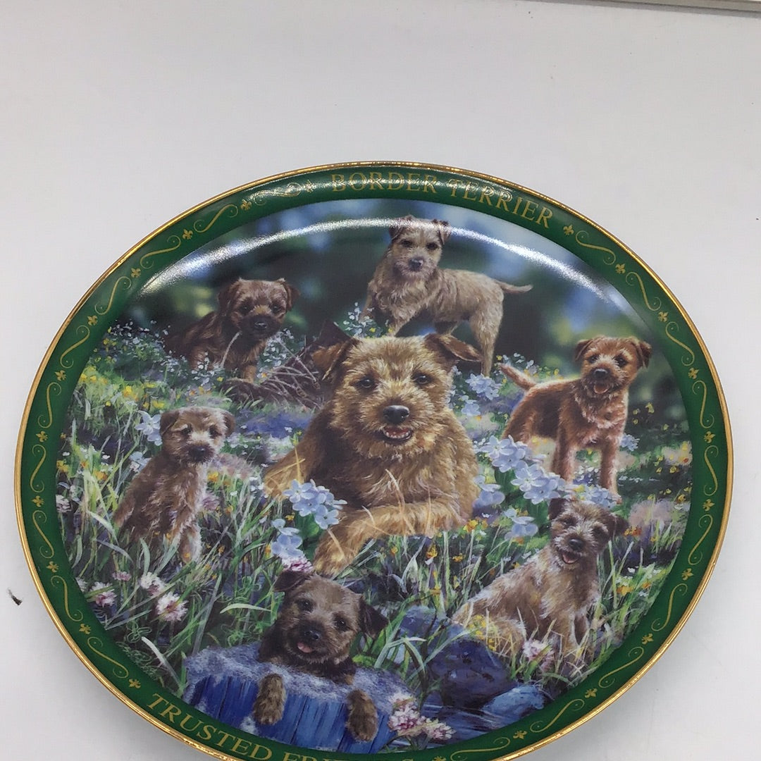 Border terrier Trusted friends plate (Q)