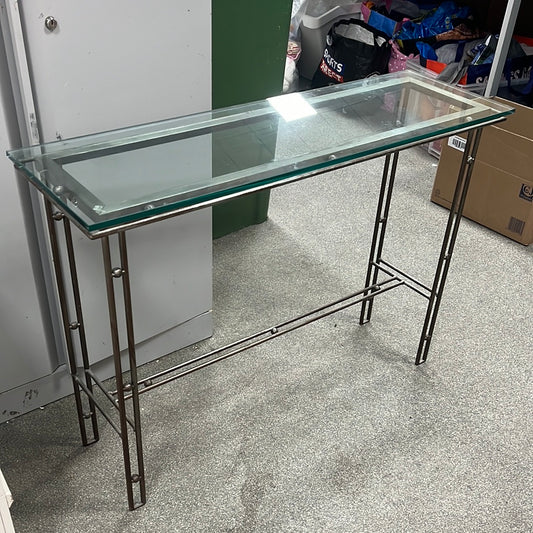 Glass top rustic look display table (GA3402)(0503012)