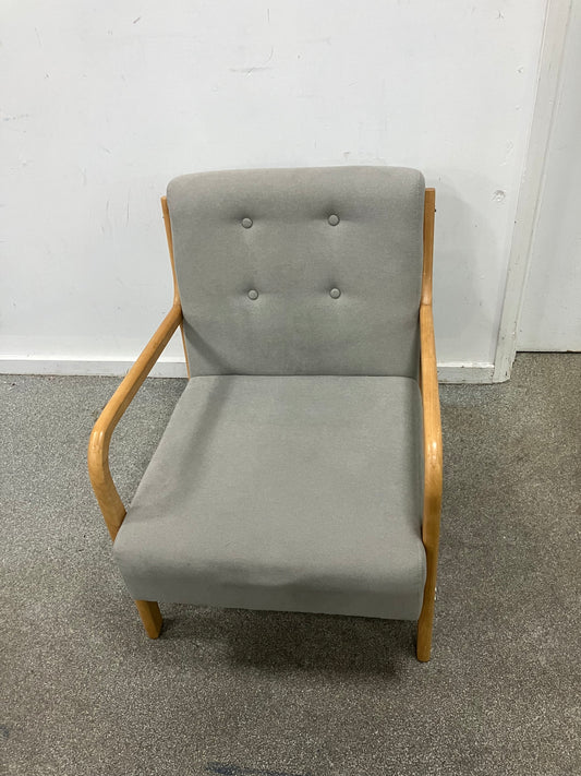 Grey armchair with wooden arms (170101)