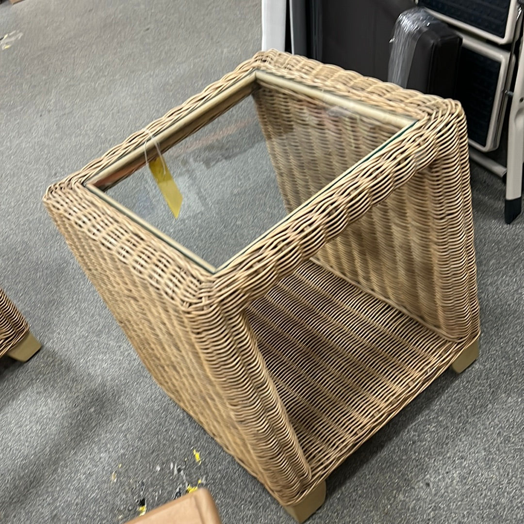 Wicker Side Table With Glass TOP(GA 3339) (0140901)