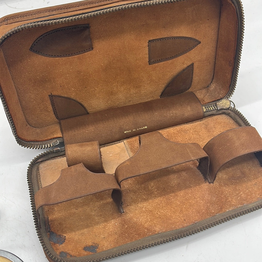 Vintage leather case and vanity set (F)